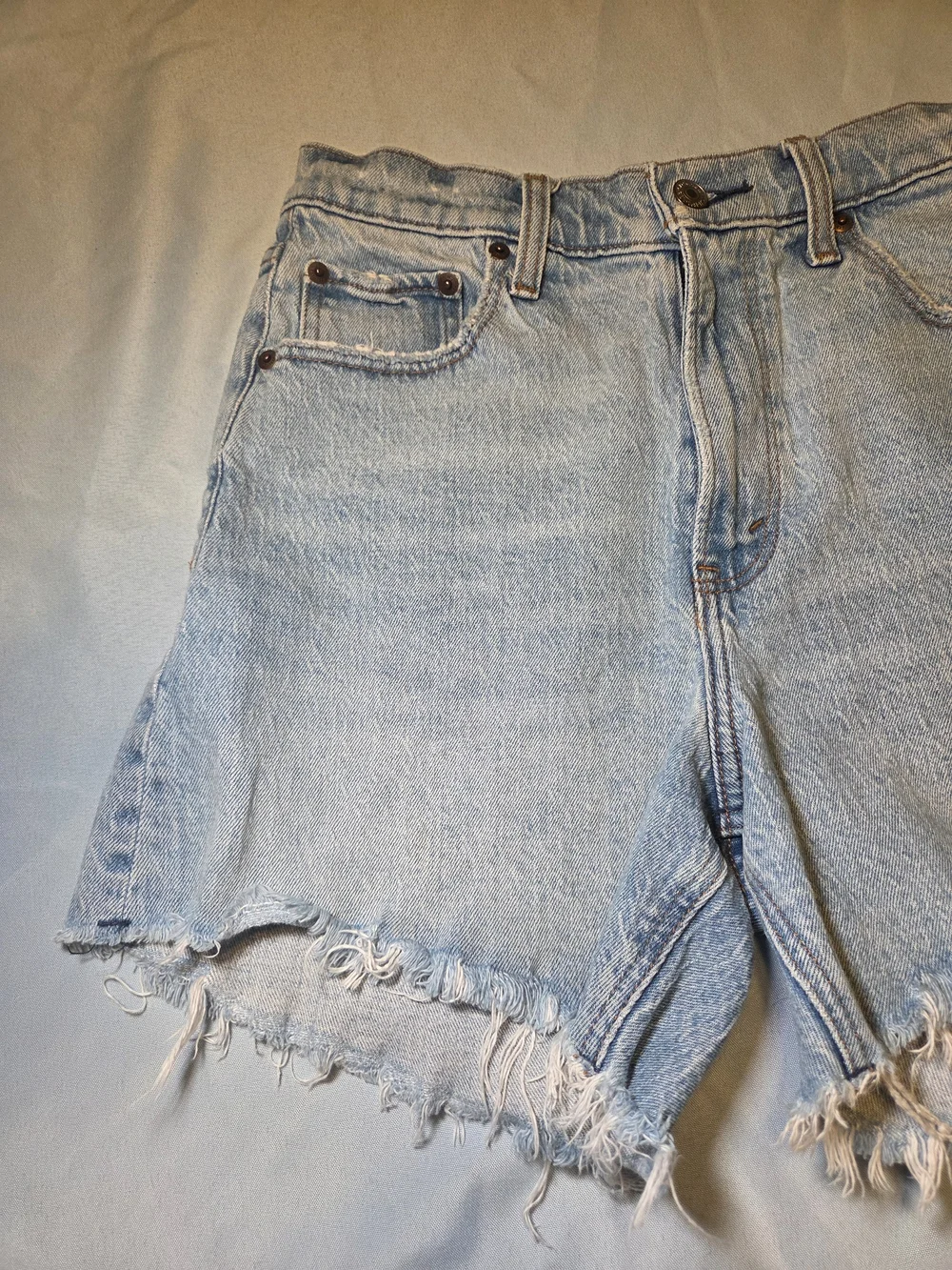 Abercrombie & Fitch Dad Short High Rise Womens 27  Distressed Denim Shorts - Picture 2 of 13